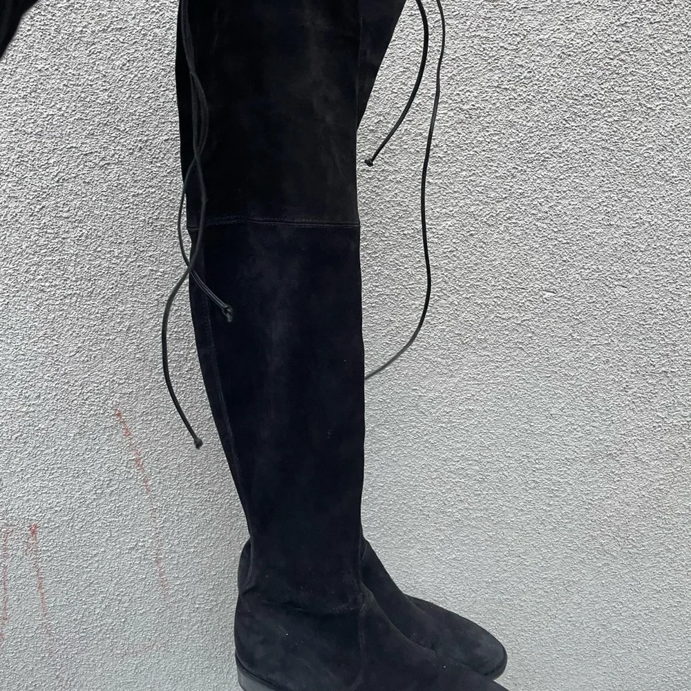 Stuart Weitzman OTK Lowland Boots Shoes Suede Over the Knee Black